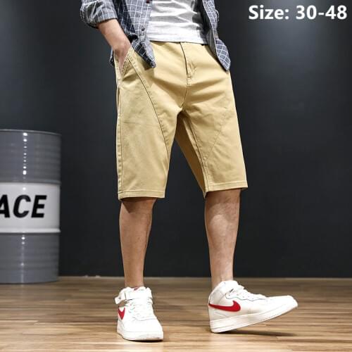 Summer Shorts Men Clothing Casual Short Black Cotton Loose Plus Size 42 44 46 48 Stretched Half Blue Khaki Fit Cropped Trousers