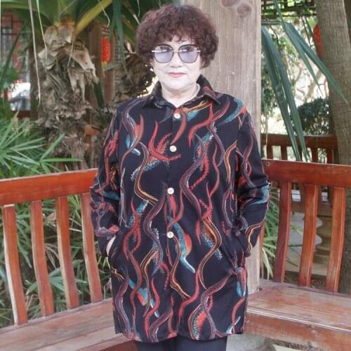 Middle age women shirts cotton full slleeve casual loose cardigan shirts plus size women clothing korean fashion womens tops H13