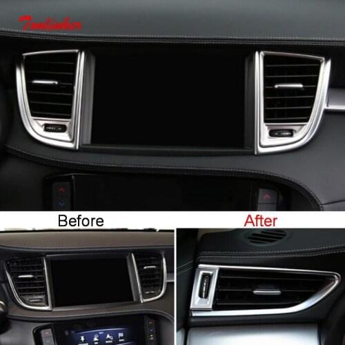 Tonlinker Interior Car Dashboard Outlet Cover stickers for INFINITI QX50 2018-20 Car Styling 4 PCS Stainless steel Cover sticker