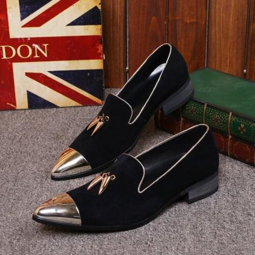 Christia Bella British Velvet Men Loafers Club Party Men Dress Shoes Slip on Pointed Toe Male Flats Plus Size Smoking Slippers