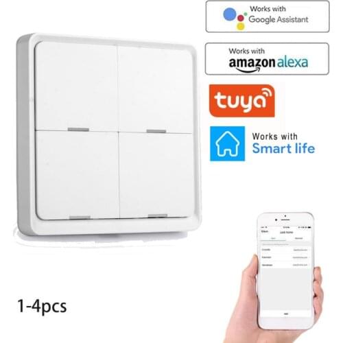 Zemismart 4 Gang Tuya Zigbee Wireless Switch Zigbee 3.0 Sticker Battery Power Smart Life App Control Zigbee 2MQTT deCONZ