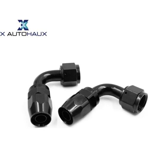 X AUTOHAUX 2Pc 10AN AN10 -10AN 90 Degree Swivel Fuel Oil Hose End Fittings Adapter Black