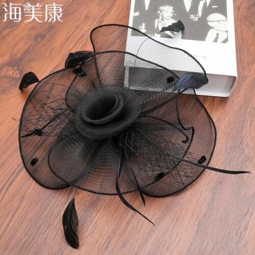 Haimeikang Womens Fascinator Hat Feather Gauze Mesh Net Hair Clip Headwear for Party Wedding Lady Female Vintage Hats