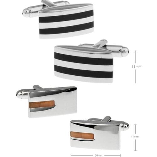 10pairs/lot Copper Black Enamel Strip Cufflinks Simple Business Rectangle Cuff Links Mens Jewelry Accessory Wholesale