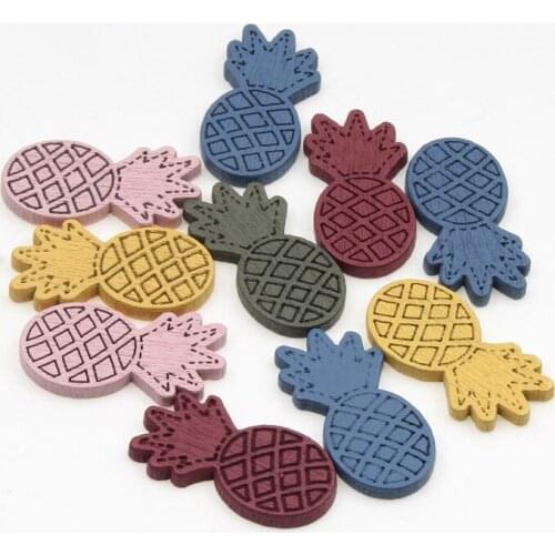 20pcs Mixed pineapple Wood Slice Craft Scrapbooking Embellishments DIY Home Party Decor Baby Wooden Ornaments 15x28mm