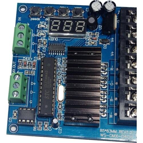 4CH led DMX512 decoder DC5V-24V 4CH*6A max DMX decoder DMX512 3P led controller Digital tube display 7.8KHZ Refresh frequency