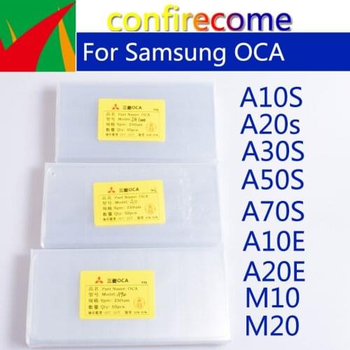 50pcs/Lot OCA Optical Clear Adhesive For Samsung Galaxy A10S A20S A30S A50S A70S A10E A20E M10 M20 For Mitsubishi Film OCA Glue