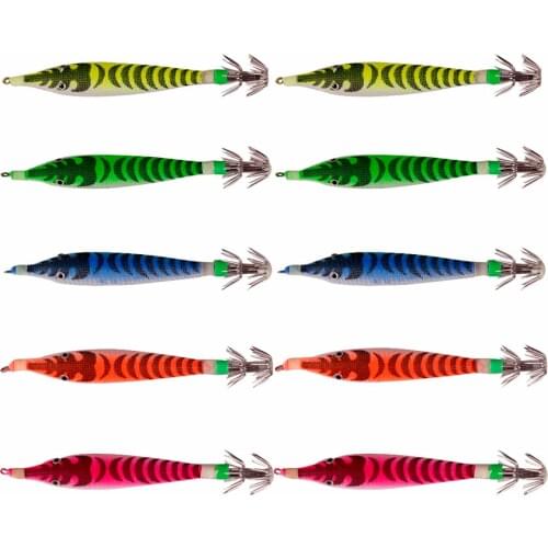 50Pcs New Shrimp Fishing Lure Wood Bait Fishing Wobbler Squid Jig Hard Bait Artificial Lure Jigging Lure Octopus Bait