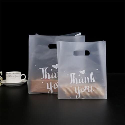 50pcs thank you 19x28cm Transparent Clear Plastic Bag With Handles Gift Bag Jewelry Cookies Big Supermarket Plastic Bag Clothes