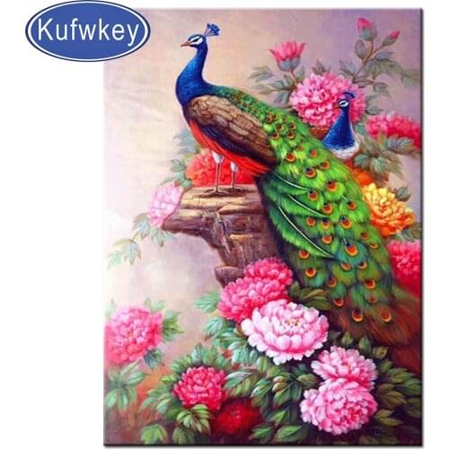 Full Square round Diamond 5D DIY Diamond Painting Embroidery Beautiful Peacock peony Cross Stitch kit diamond Mosaic Home Decor