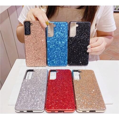 Glitter Phone Case For Samsung Galaxy S20 S21 Plus Bling Crystal Sequins Back Cover For Galaxy S21FE S20 Ultra TPU Bumper Shell