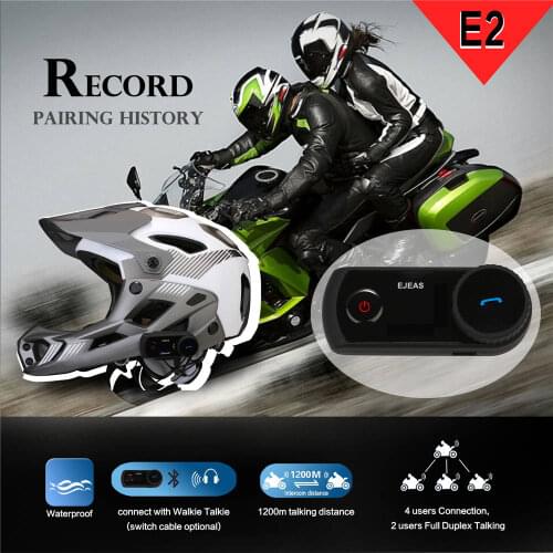 EJEAS E2 Original VOX Motorcycle Helmet Intercom Bluetooth Moto Interphone Headset+Soft Microphone Wireless Headset BT Interfone