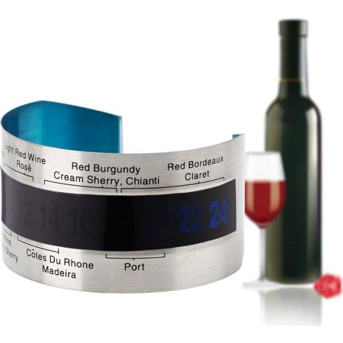 Bracelet Thermometer Bottle Wine Thermometer LCD Display Serving Party Checker Stainless Steel Red Wine Temperature Sensor