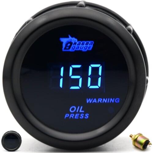 Digital 2" 52mm Oil Pressure Gauge With Sensor Blue LED Digital With Sensor