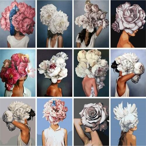 CraftArtGo 5D Diamond Embroidery Womens flower Full Square Round Rhinestone Mosaic Painting Cross Stitch Flowers Diamond Kit