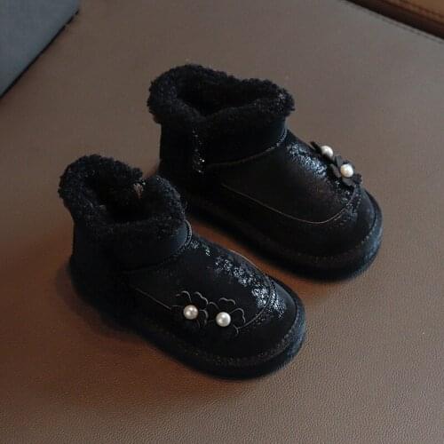 ChildrenS Fashion Flower Princess Girls Kids Shoes Ankle Leather Boots Female Winter Warm 2020 For Snow Baby 1 2 3 4 5 6 Year