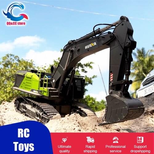 HUINA 593 1:14 RC Alloy Excavator 22CH Big RC Trucks Simulation Excavator Remote Control Track Engineering Vehicle Toy for Boy