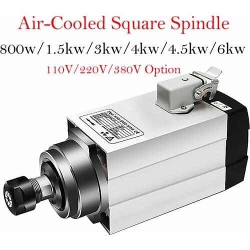 CNC Air Cooling Square Spindle Motor 800W 1.5KW 3KW 4KW 4.5KW 6KW Router Tools for DIY Milling Engraving Machine CNC Router