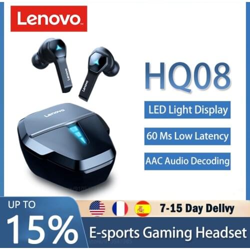 Lenovo HQ08 Game Earbuds Wireless Bluetooth 5.0 Waterproof In Ear Earphone with Microphone Low Latency Sport Commute Headphone