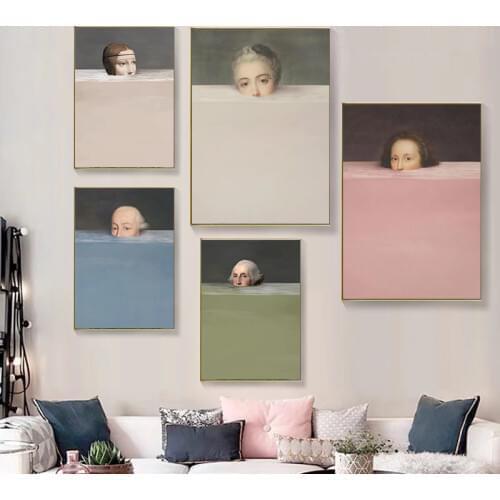 Nordic Paintings Spoof Creative Portrait Pictures Wall Decoration Canvas Art Prints and Posters for Living Room Home Decor