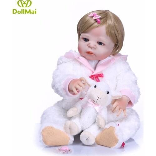 55cm New Full Body Silicone Reborn Baby Doll Toys Newborn Girl Baby Doll Christmas Gift Bebes reborn Bathe Toy Girls Brinquedos