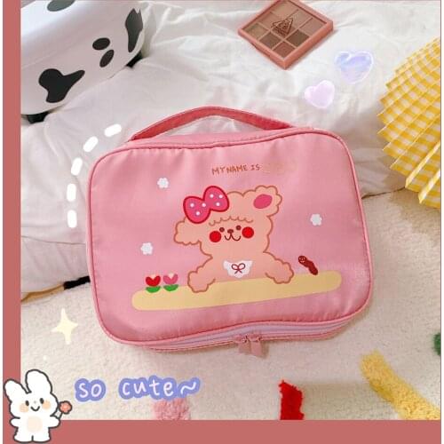 MINKYS Kawaii Big Capacity Desktop Storage Bag Cute Pencilcase Makeup Pens Organizer Cute Travel Storage Bag Korean Stationery
