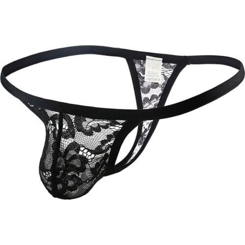 * Item Description: Mens G-string Lace Sheer Briefs Bulge Pouch Low Rise Underwear T-back Thong Underpants