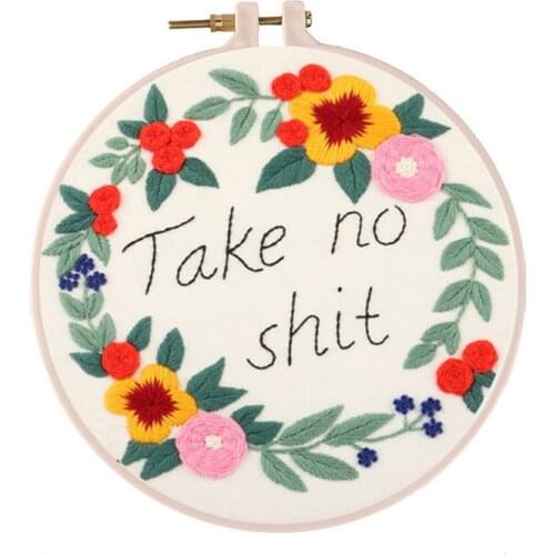 Flower Pattern DIY Embroidery Kit Needlework Handmade Embroidery Sewing Craft Supplies Embroidery Material Package Home Decor