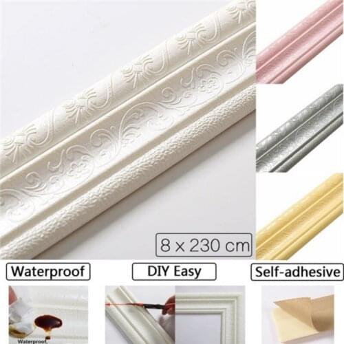 3D Foam Wall Stickers Self-adhesive Waistline Home Wall Decoration Foam Frame Strip Wallpaper Removable Waterproof Wall Decals