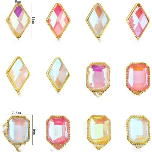 50pcs/bag Nail Charm Rhinestone 6x12/10x7.5mm 3D Luminous Glow In The Dark Nail Rhinestone Accessory For Nail Tip Charming Stone