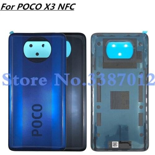 Original Back Battery Cover For Xiaomi POCO X3 NFC Global Version Rear Door Housing Case With Adhesive Replacement Parts