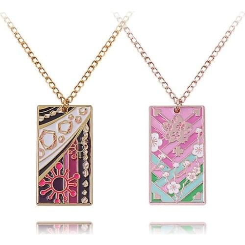 Anime Demon Slayer Kimetsu No Yaiba Kamado Tanjirou Cosplay Necklace Fashion Pendant Chain Choker Accessories Gift