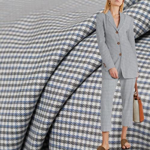 White waxberry Blue White Houndstooth Wool Fabrics Garment Materials Spring Women Coat Jacket Pants Sewing Cloth Freeshipping