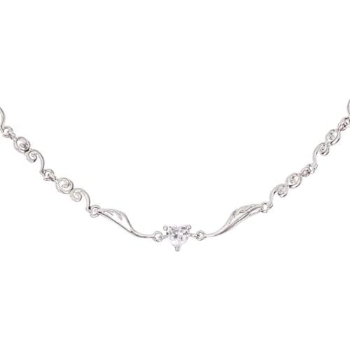 UFOORO Silver Angel Wings Crystal Zircon Necklace Ladies Heart Necklace Birthday Present With Gift Box