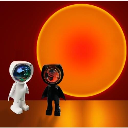 USB 360sunset Projector Lamp Robot Led Projector Night Lights Rainbow Sunset Red Selfie Light Bedroom Atmosphere Table Lamp
