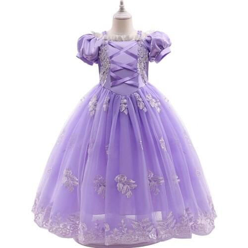 Princess Little Girls Cosplay Party Dresses Purple Ball Gown Kids Flower Girls Halloween Christmas Princess Dresses Clothing