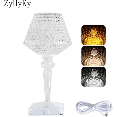1-3PCS Modern Diamonds Table Lamp With Touch Switch Warm Romantic Home Restaurant Cafe Decor Portable Charging Night Lights