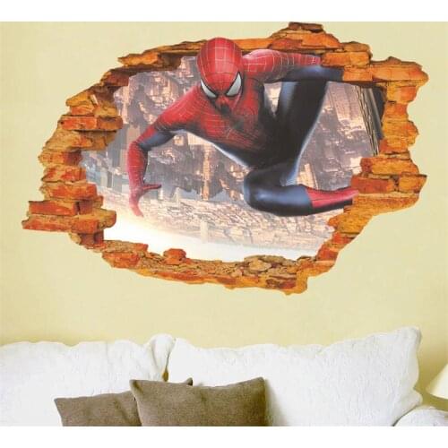 Smashed Spiderman 3d Wall Stickers decals For Kids Rooms Children Baby Nursery Rooms Home Decor Poster Mural