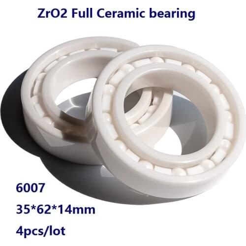 4pcs/lot 6007 35*62*14mm High quality ZrO2 Full Ceramic bearing Zirconia Ceramic ball bearings 35×62×14mm