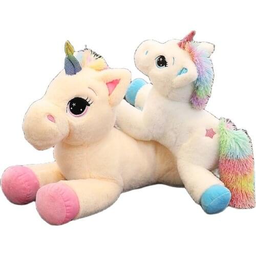 40/60/80cm Kawaii Cartoon Rainbow Unicorn Plush toys Kids Present Stuffed Animal Baby Dolls Toys Children Baby Birthday Gift Kid
