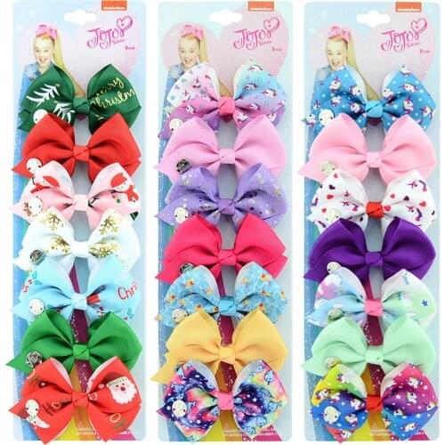 6/7pcs/Set JOJO Siwa Bow Rainbow Printed Mermaid Unicorn Hair Bow Baby Girl Boutique JOJO Hair Clip Hairgrips Hair Accessories