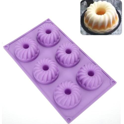 6 Cavity Silicone Savarin Mini Cake Pan Pudding Chocolate Mold Mousse Cake Muffin Mould DIY Baking Tools