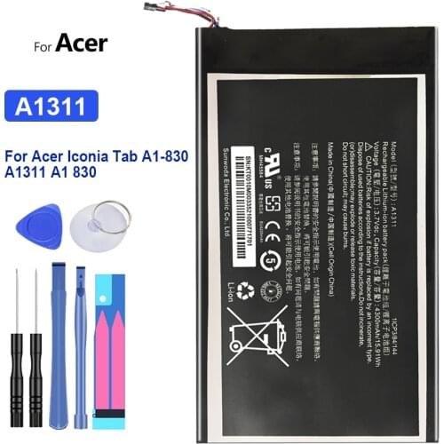 A1311 Replacement Battery For Acer Iconia Tab A1-830 A1311 A1 830 Bateria 4300mAh +Tracking Number