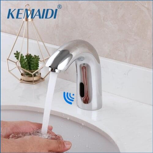 KEMAIDI Automatic Sensor Faucet Bathroom Basin Faucet Solid Brass Hot & Cold Water Mixer Touch-Free Infrared Basin Tap