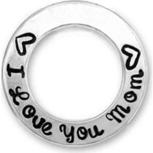 Double Sides Engraved Message Circle i love you more wwjd tolerance follow your dreams charm pendant round metal accessory