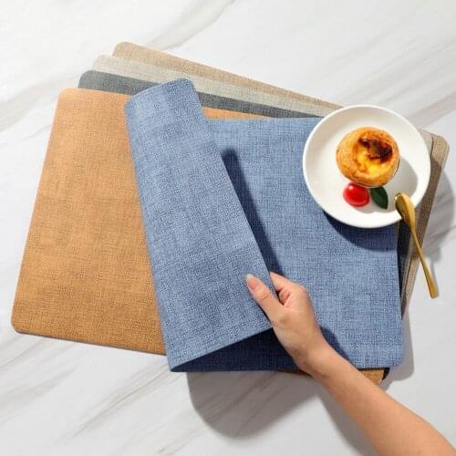 Double-Sided Square Table Mat, Home Hotel Western Style Placemat, Cloth Grain Leather Placemat