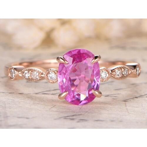 WYJZY Inlaid pink zircon ring womens fashion matching jewelry small and simple OL casual jewelry classic anniversary ring