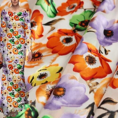 Red Raspberry 21momme 3 Colours Flowers Acid Printed Lustrine Silk Translucence Fabrics Women Dress Sewing Cloths Freeshipping