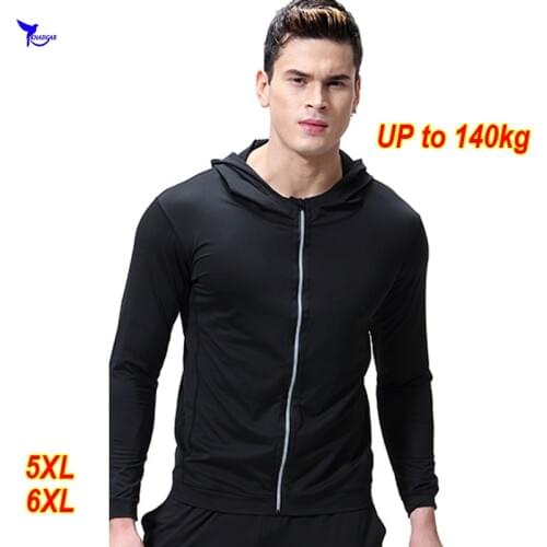 6XL Plus Size Quick Dry Jogging Sweatshirts Men Long Sleeve Breathable Fitness Hooded Jackets Sportswear Running Zipper Hoodies