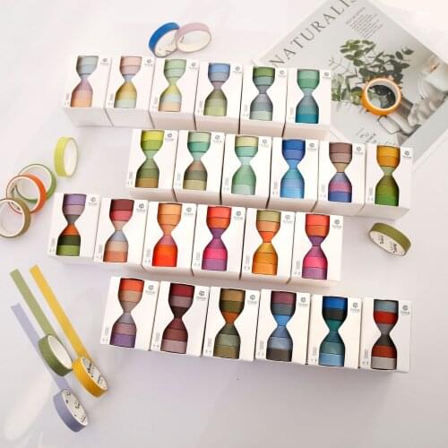 6pcs Cute Solid Color Washi Tape Label Masking Tape Kawaii Decorative Adhesive Tape For Stickers Scrapbooking Japanese Tape